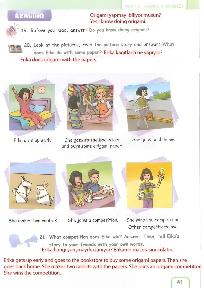 5. Sınıf İngilizce Ders Kitabı Cevapları Pasifik Yayınları Sayfa 41 Çözüm Görseli