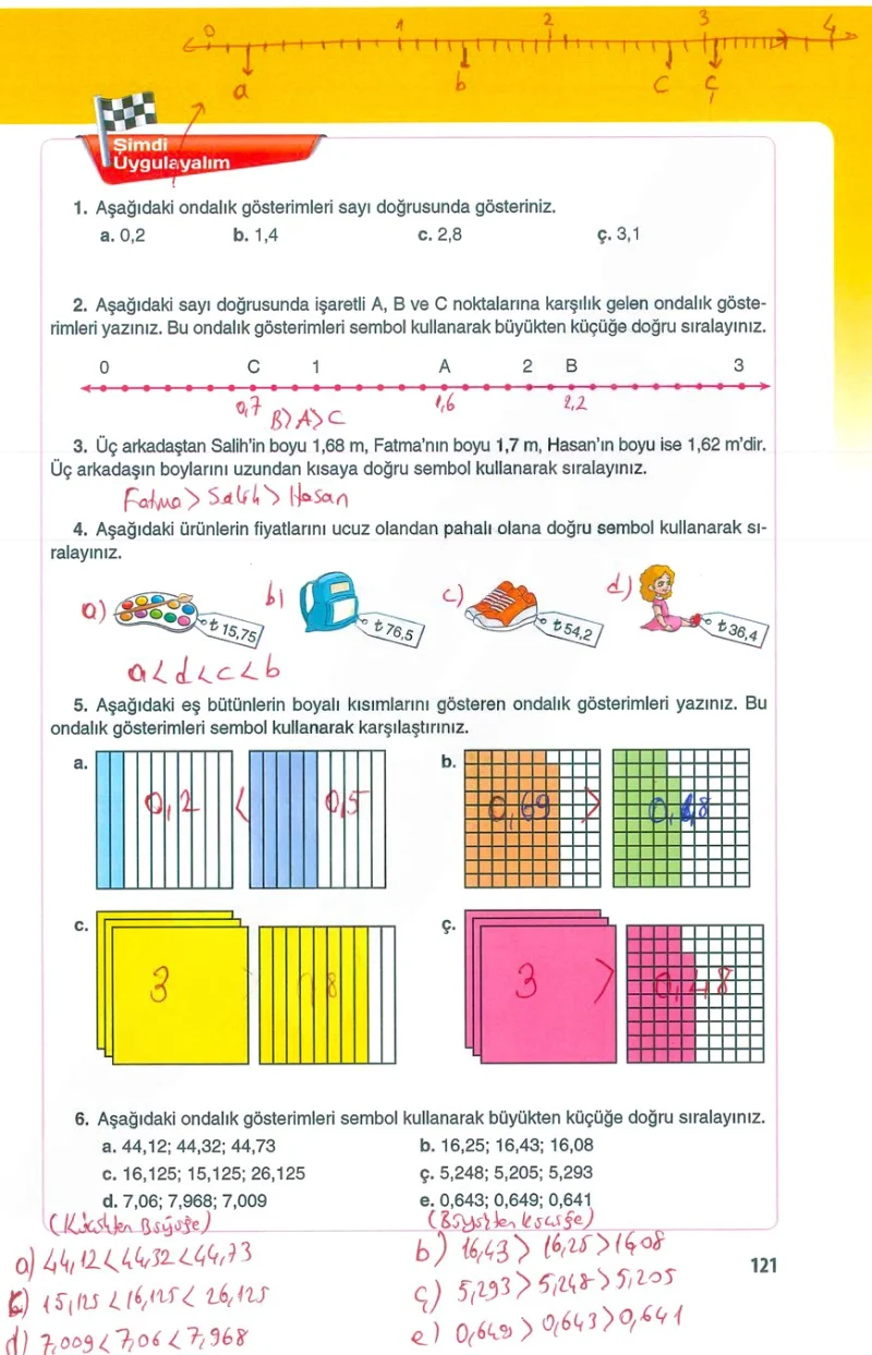 5. Sınıf Matematik Ders Kitabı Cevapları Koza Yayınları Sayfa 121 Çözüm Görseli