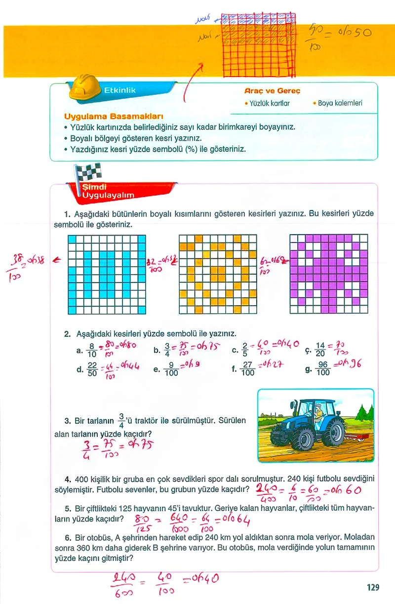 5. Sınıf Matematik Ders Kitabı Cevapları Koza Yayınları Sayfa 129 Çözüm Görseli