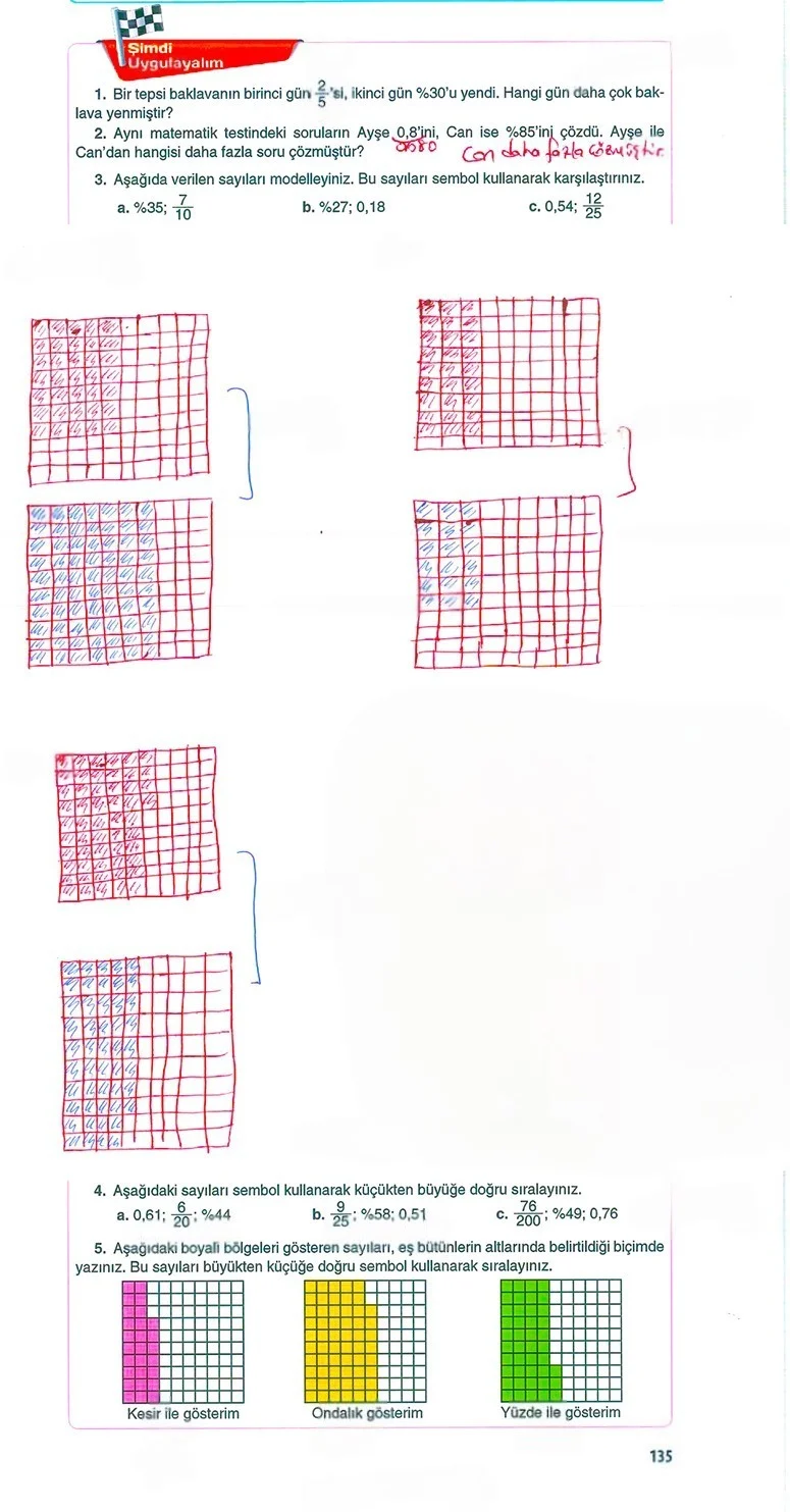 5. Sınıf Matematik Ders Kitabı Cevapları Koza Yayınları Sayfa 135 Çözüm Görseli