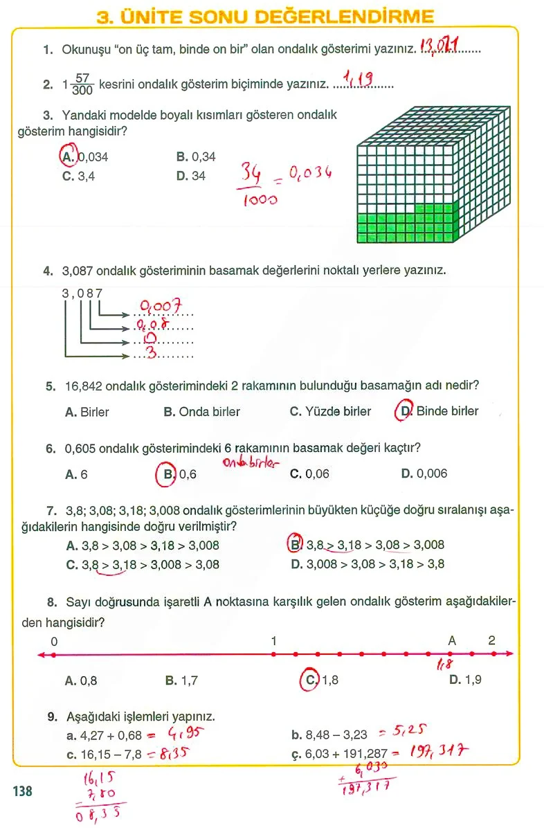 5. Sınıf Matematik Ders Kitabı Cevapları Koza Yayınları Sayfa 138 Çözüm Görseli