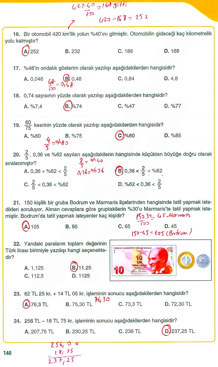 5. Sınıf Matematik Ders Kitabı Cevapları Koza Yayınları Sayfa 140 Çözüm Görseli