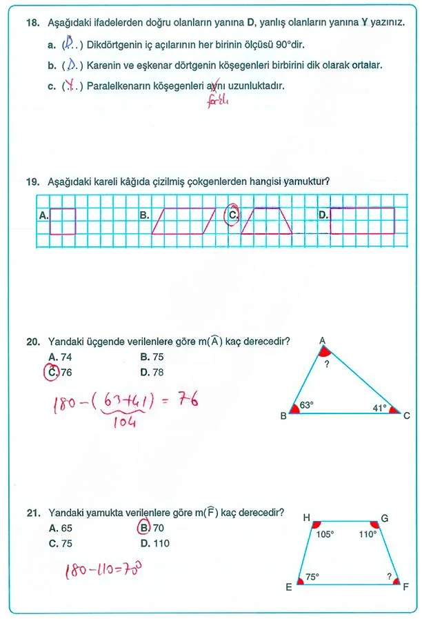 5. Sınıf Matematik Ders Kitabı Cevapları Koza Yayınları Sayfa 190 Çözüm Görseli