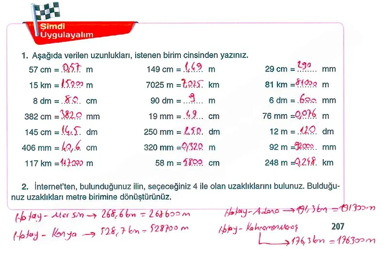 5. Sınıf Matematik Ders Kitabı Cevapları Koza Yayınları Sayfa 207 Çözüm Görseli