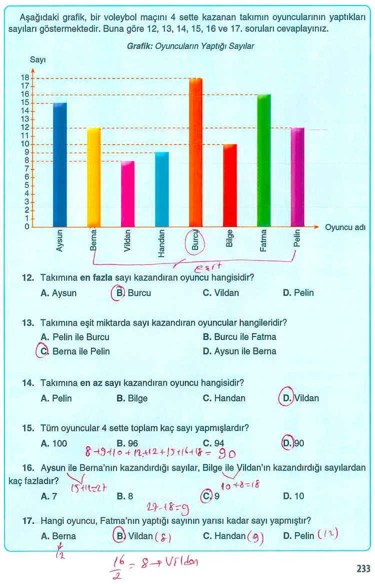 5. Sınıf Matematik Ders Kitabı Cevapları Koza Yayınları Sayfa 233 Çözüm Görseli