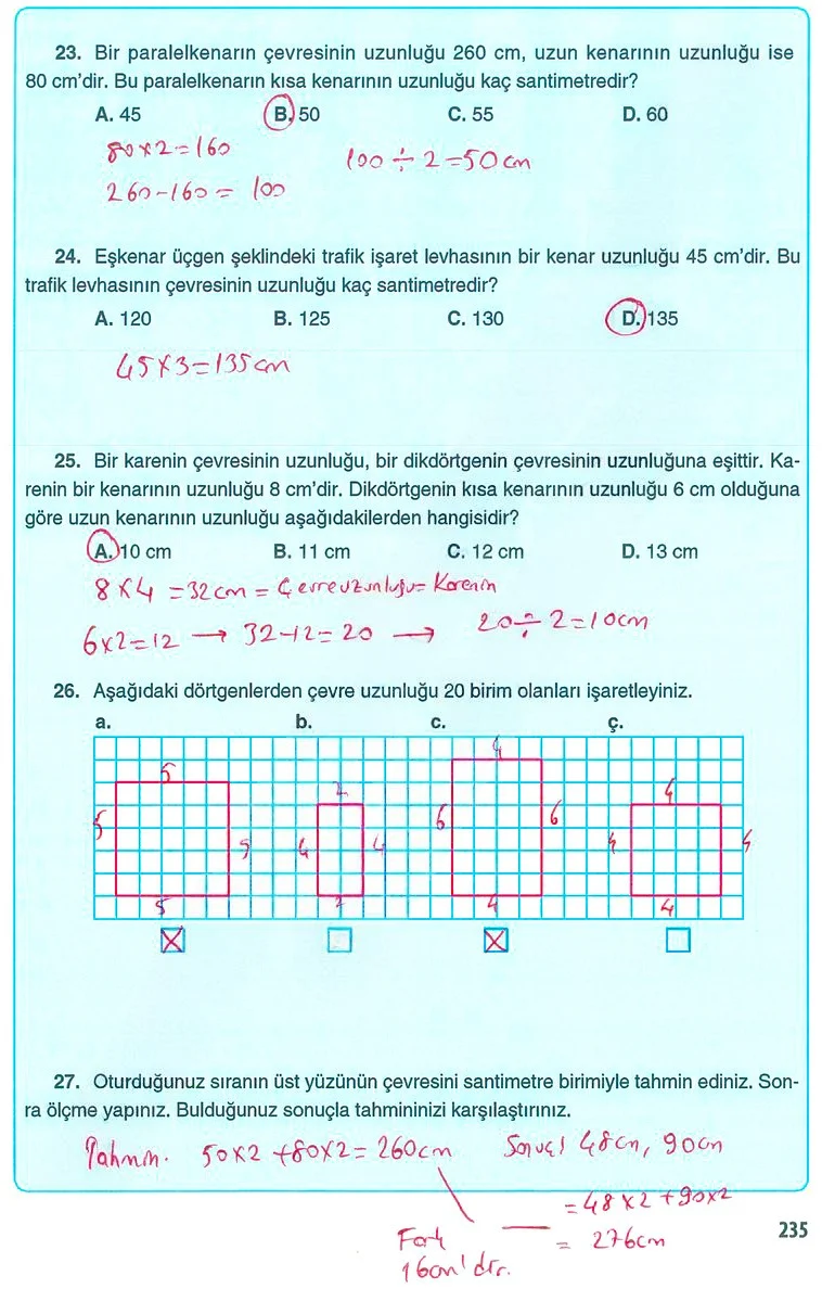 5. Sınıf Matematik Ders Kitabı Cevapları Koza Yayınları Sayfa 235 Çözüm Görseli