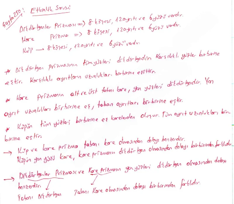 5. Sınıf Matematik Ders Kitabı Cevapları Koza Yayınları Sayfa 250 Çözüm Görseli