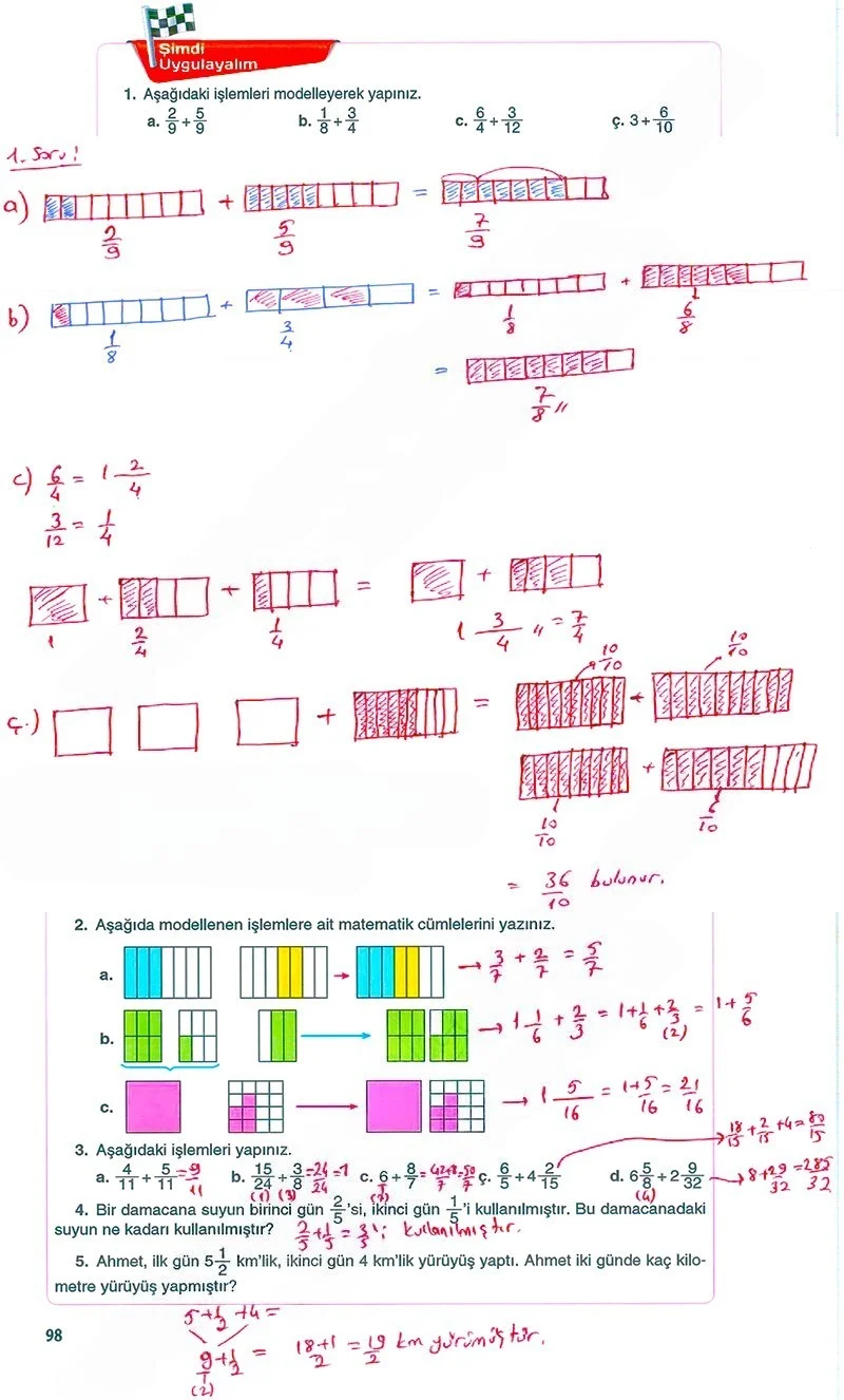 5. Sınıf Matematik Ders Kitabı Cevapları Koza Yayınları Sayfa 98 Çözüm Görseli