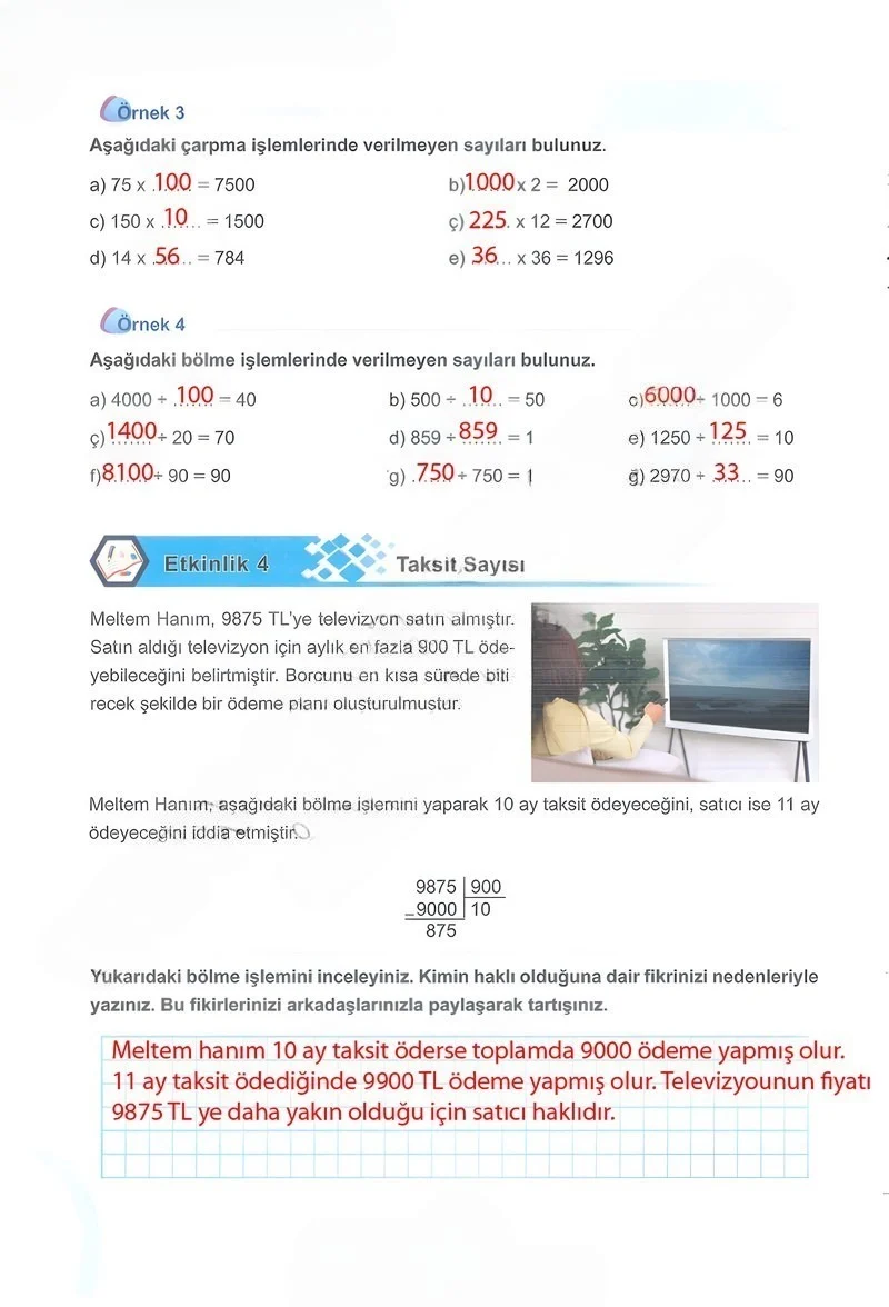 5. Sınıf Matematik Ders Kitabı Cevapları Meb Yayınları 1.Kitap Sayfa 130 Çözüm Görseli