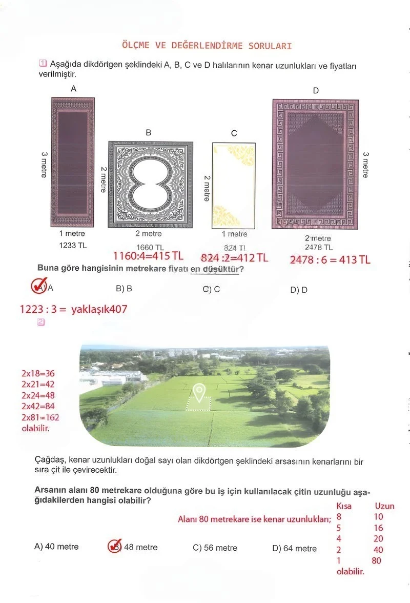5. Sınıf Matematik Ders Kitabı Cevapları Meb Yayınları 1.Kitap Sayfa 164 Çözüm Görseli