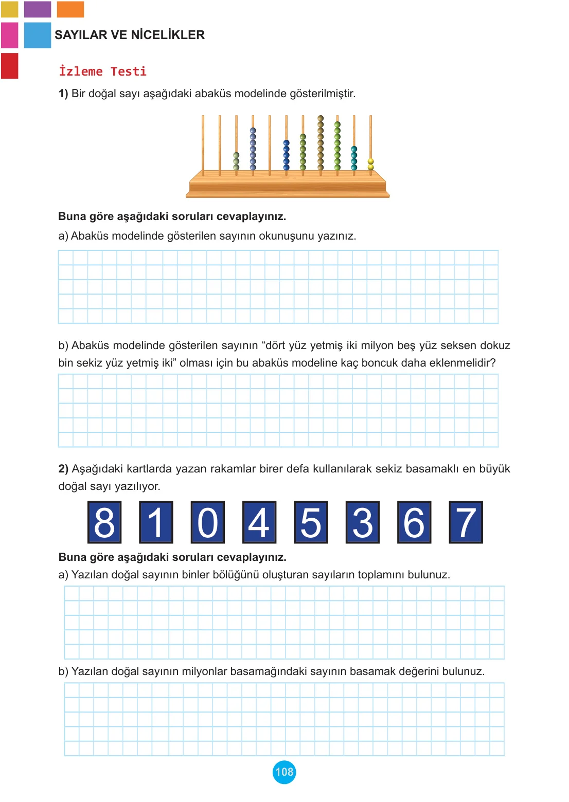 5. Sınıf Matematik Ders Kitabı Cevapları Meb Yayınları 1. Kitap Sayfa 108