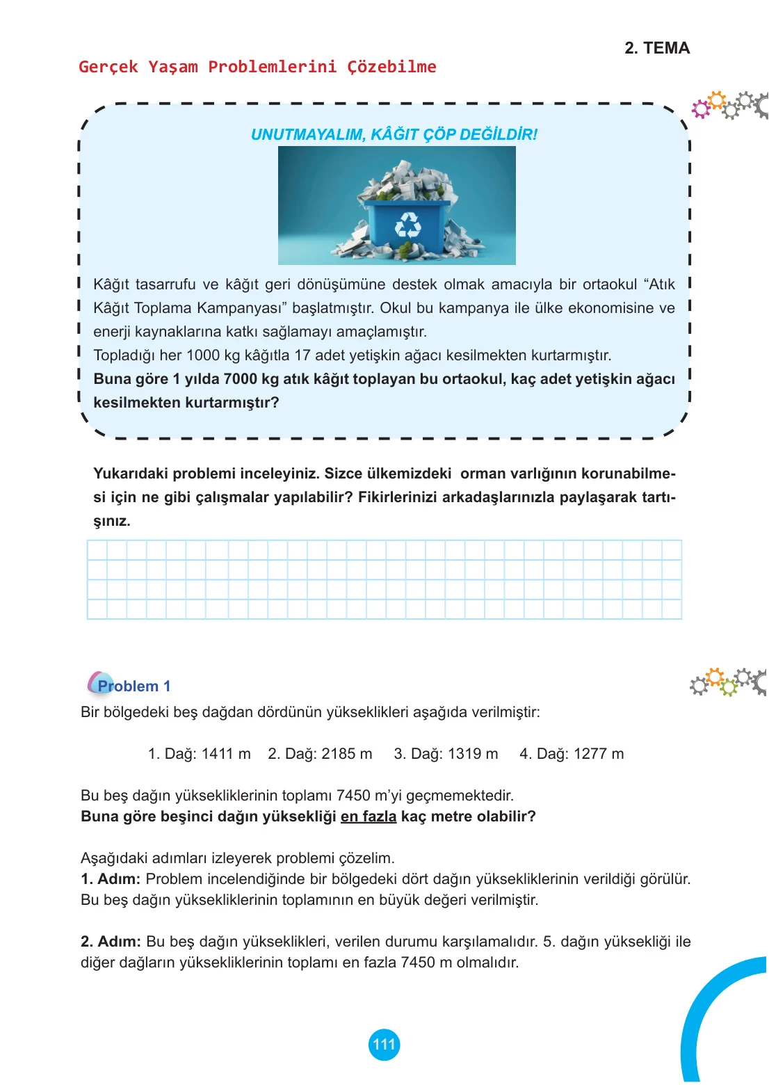 5. Sınıf Matematik Ders Kitabı Cevapları Meb Yayınları 1. Kitap Sayfa 111