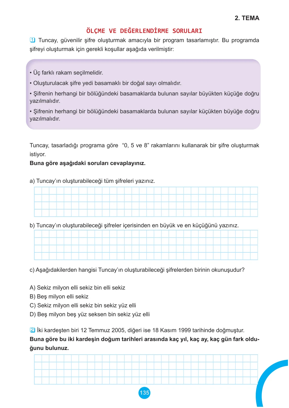 5. Sınıf Matematik Ders Kitabı Cevapları Meb Yayınları 1. Kitap Sayfa 135