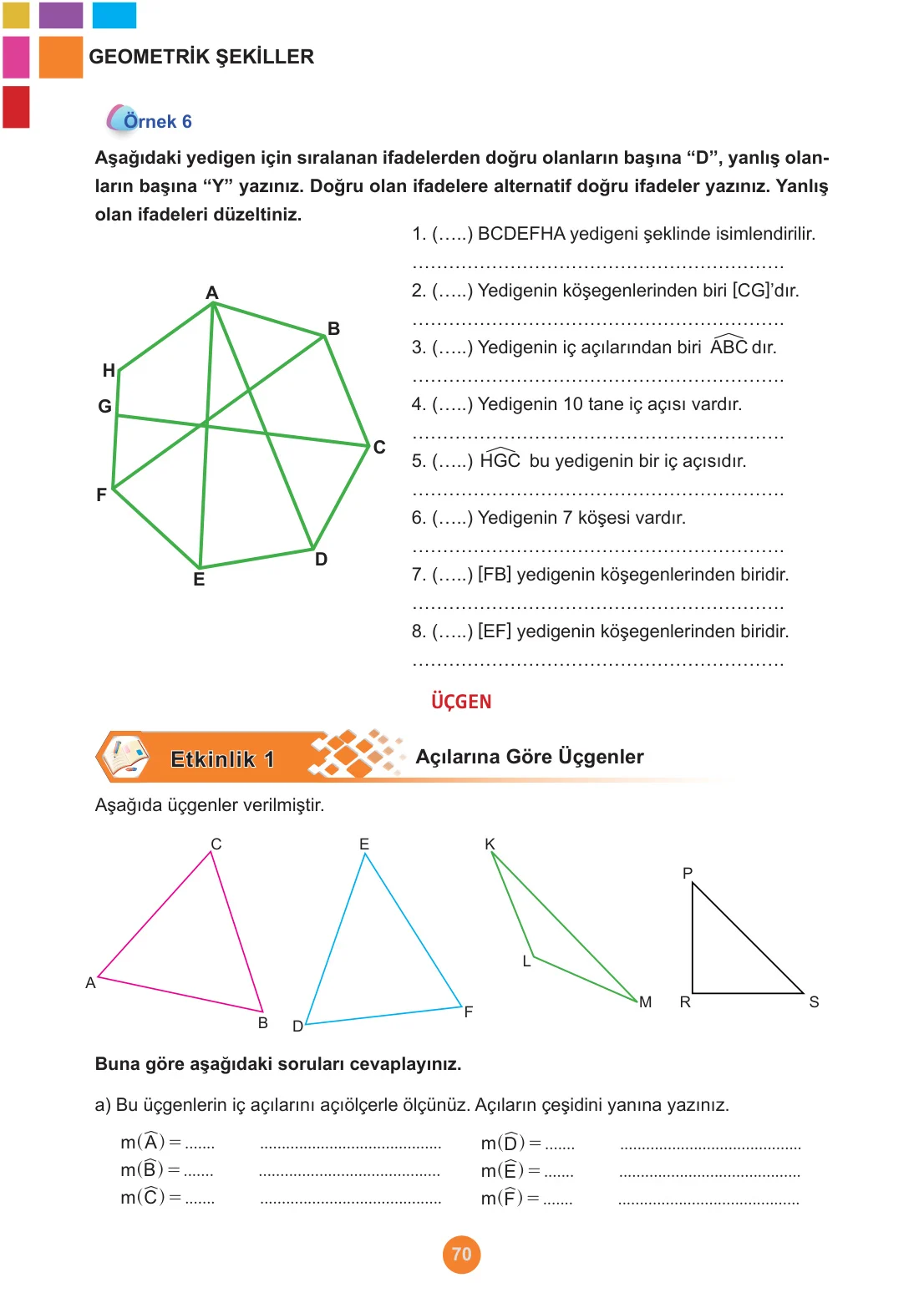 5. Sınıf Matematik Ders Kitabı Cevapları Meb Yayınları 1. Kitap Sayfa 70