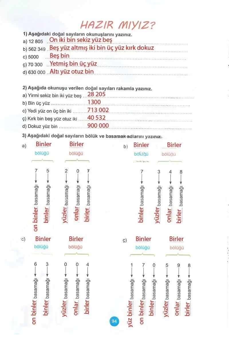 5. Sınıf Matematik Ders Kitabı Cevapları Meb Yayınları 1.Kitap Sayfa 94 Çözüm Görseli