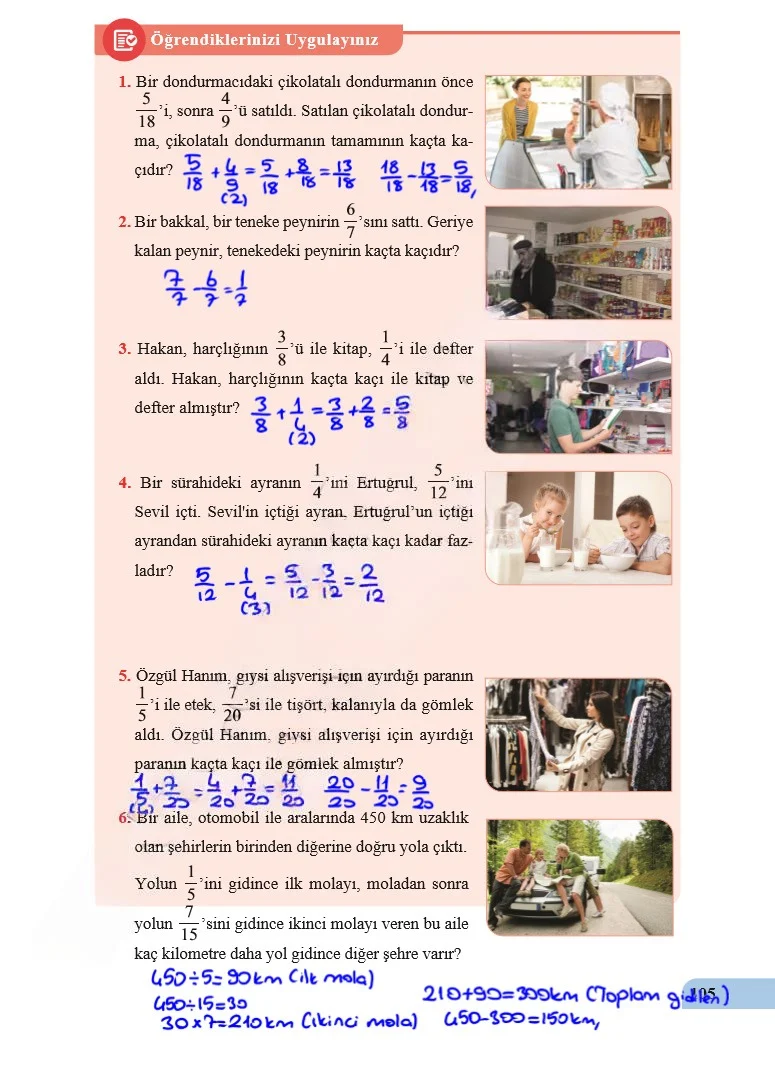 5. Sınıf Matematik Ders Kitabı Cevapları Özgün Yayınları Sayfa 105 Çözüm Görseli