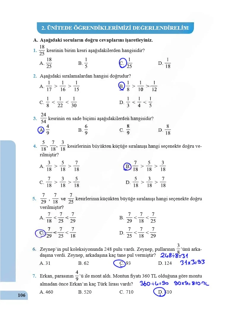 5. Sınıf Matematik Ders Kitabı Cevapları Özgün Yayınları Sayfa 106 Çözüm Görseli