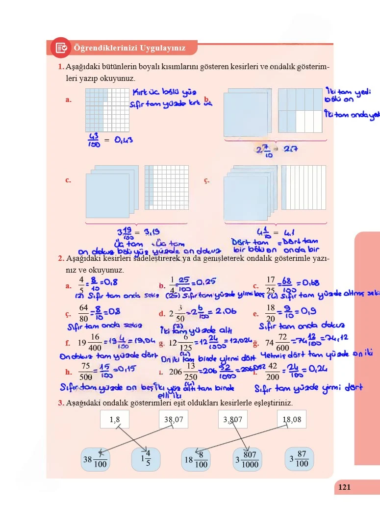 5. Sınıf Matematik Ders Kitabı Cevapları Özgün Yayınları Sayfa 121 Çözüm Görseli