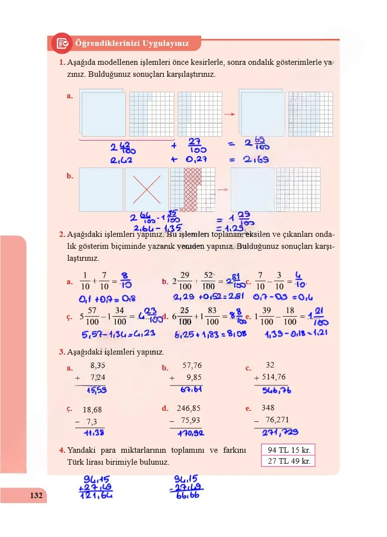 5. Sınıf Matematik Ders Kitabı Cevapları Özgün Yayınları Sayfa 132 Çözüm Görseli