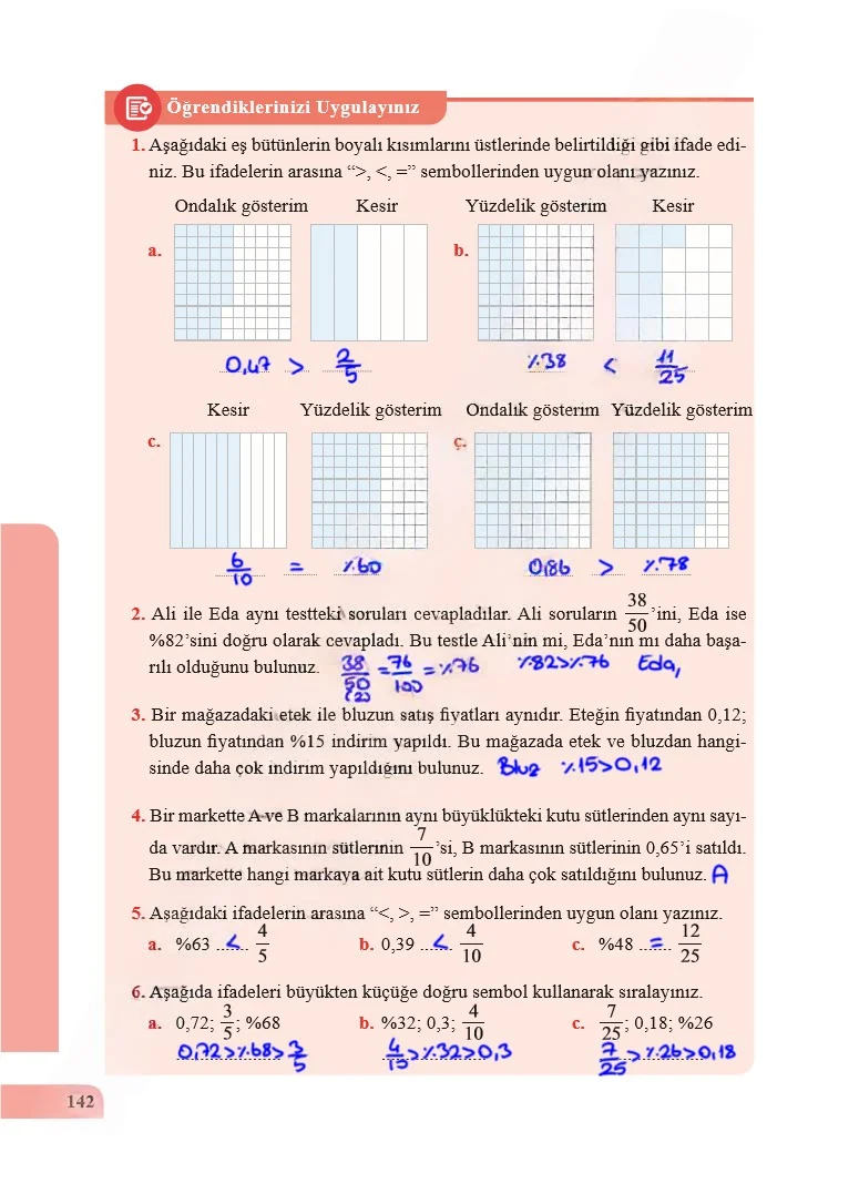 5. Sınıf Matematik Ders Kitabı Cevapları Özgün Yayınları Sayfa 142 Çözüm Görseli