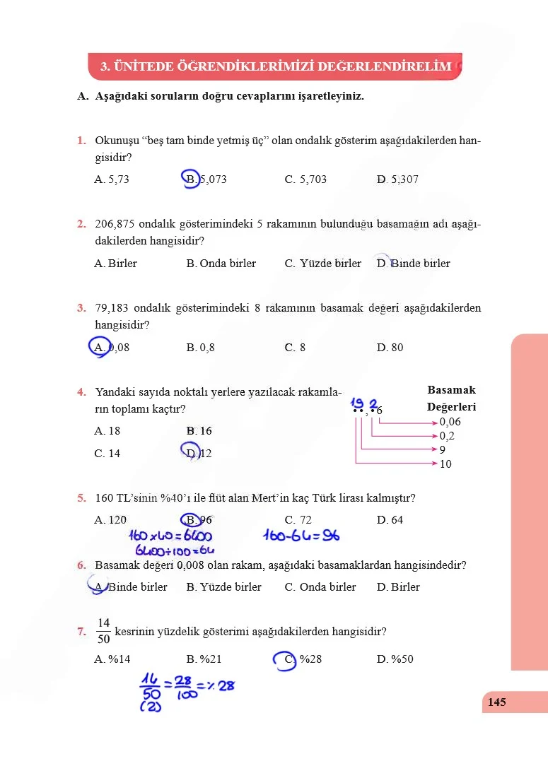 5. Sınıf Matematik Ders Kitabı Cevapları Özgün Yayınları Sayfa 145 Çözüm Görseli