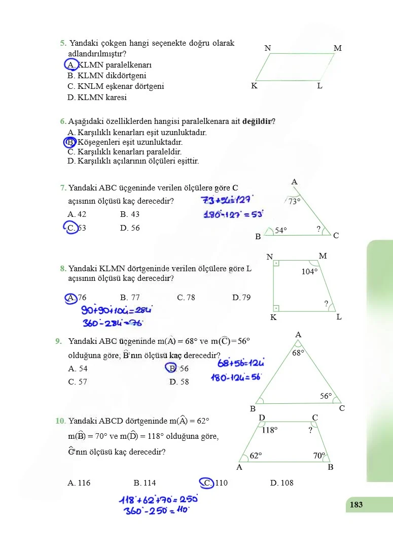 5. Sınıf Matematik Ders Kitabı Cevapları Özgün Yayınları Sayfa 183 Çözüm Görseli