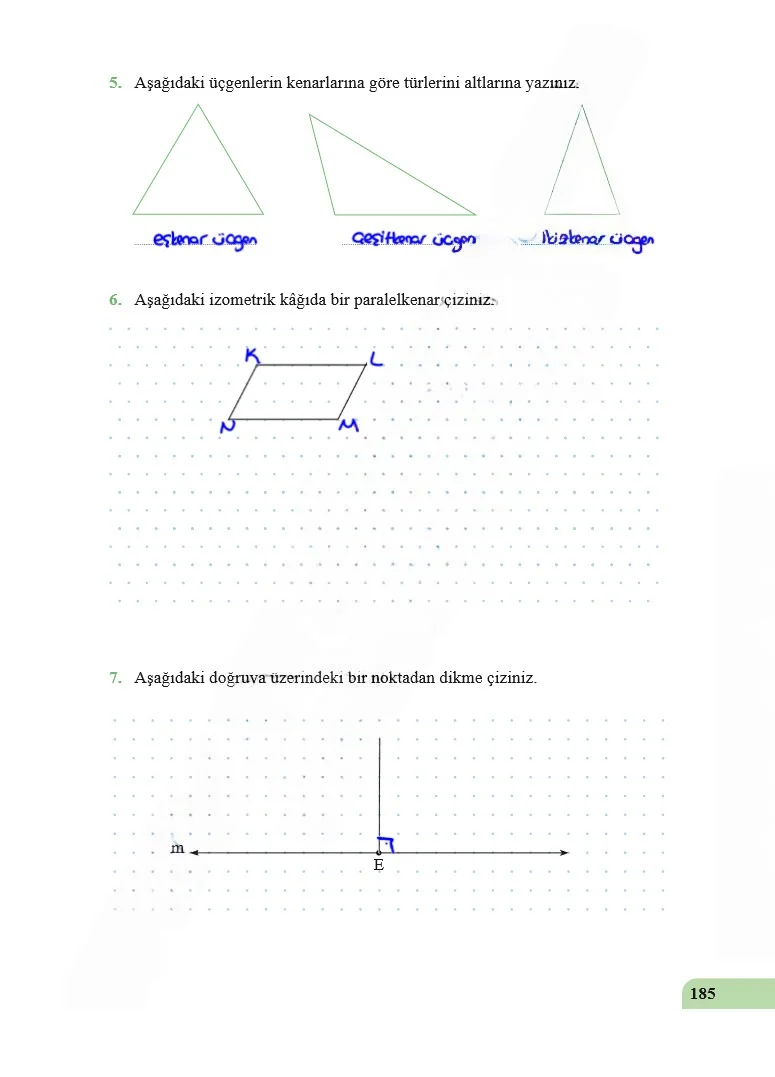 5. Sınıf Matematik Ders Kitabı Cevapları Özgün Yayınları Sayfa 185 Çözüm Görseli