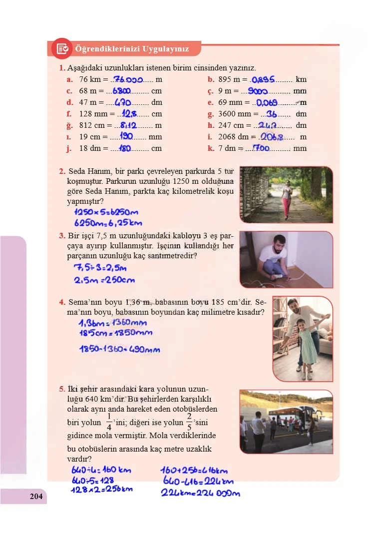 5. Sınıf Matematik Ders Kitabı Cevapları Özgün Yayınları Sayfa 204 Çözüm Görseli