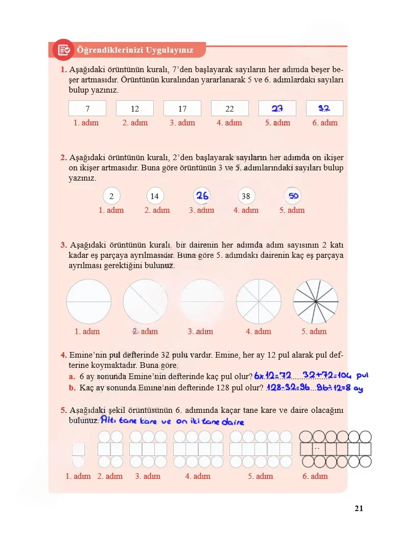 5. Sınıf Matematik Ders Kitabı Cevapları Özgün Yayınları Sayfa 21 Çözüm Görseli