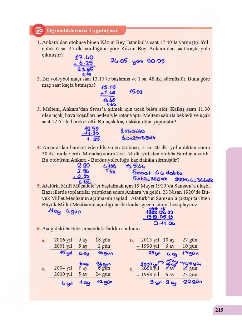 5. Sınıf Matematik Ders Kitabı Cevapları Özgün Yayınları Sayfa 219 Çözüm Görseli