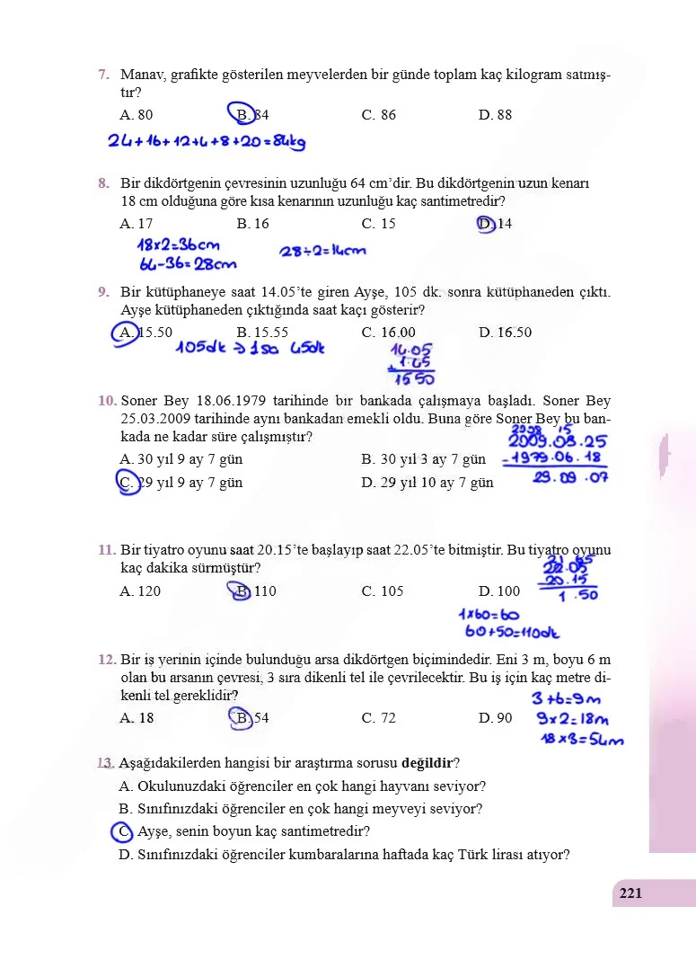 5. Sınıf Matematik Ders Kitabı Cevapları Özgün Yayınları Sayfa 221 Çözüm Görseli