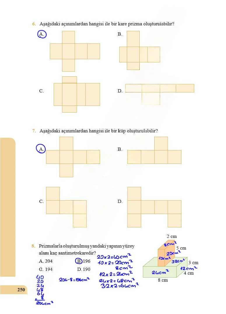 5. Sınıf Matematik Ders Kitabı Cevapları Özgün Yayınları Sayfa 250 Çözüm Görseli