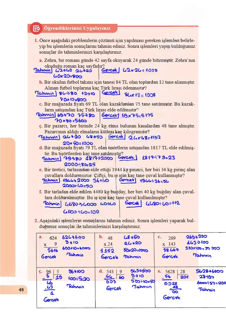 5. Sınıf Matematik Ders Kitabı Cevapları Özgün Yayınları Sayfa 48 Çözüm Görseli
