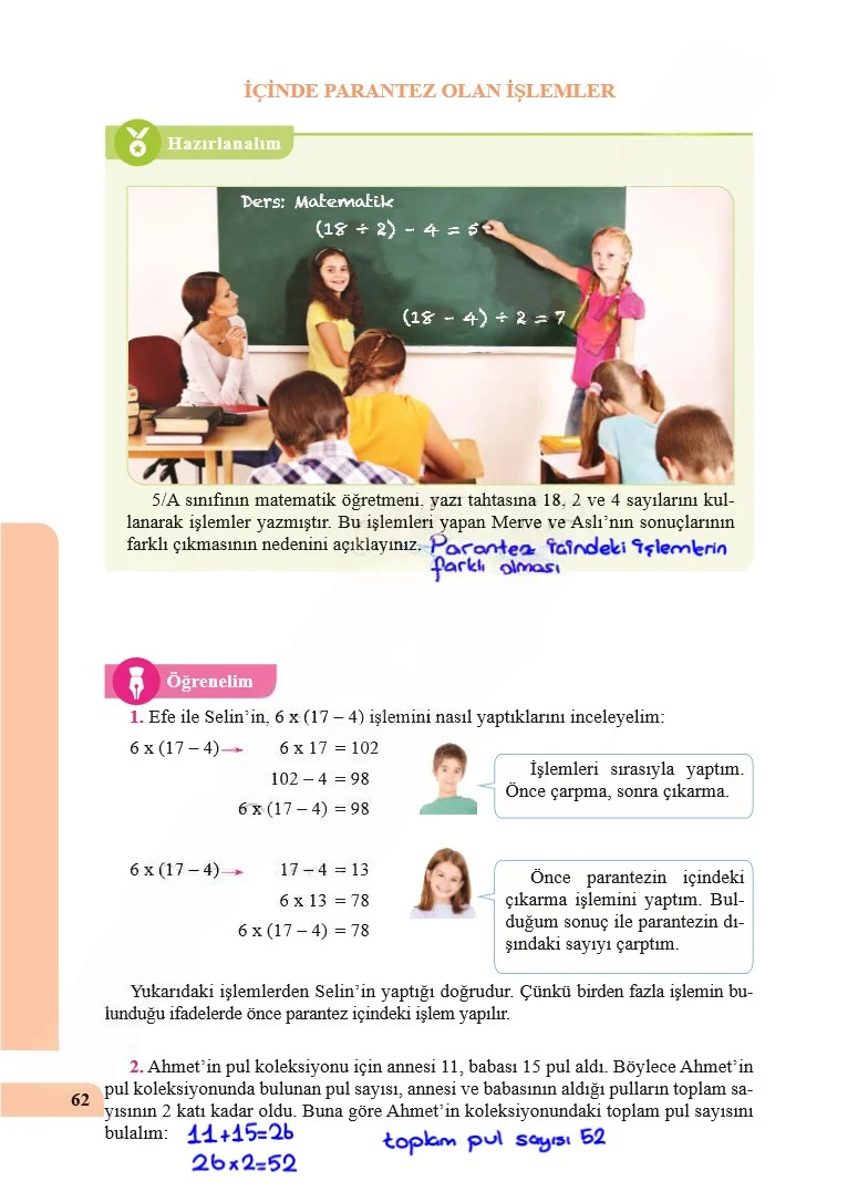 5. Sınıf Matematik Ders Kitabı Cevapları Özgün Yayınları Sayfa 62 Çözüm Görseli