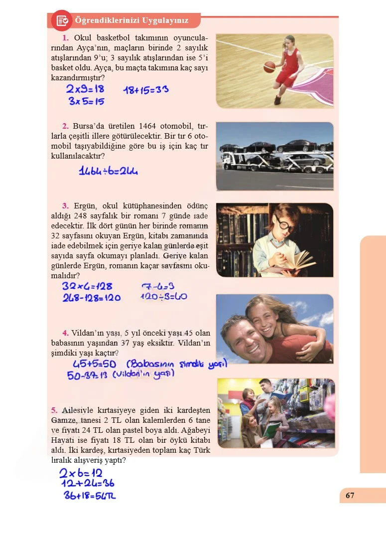 5. Sınıf Matematik Ders Kitabı Cevapları Özgün Yayınları Sayfa 67 Çözüm Görseli