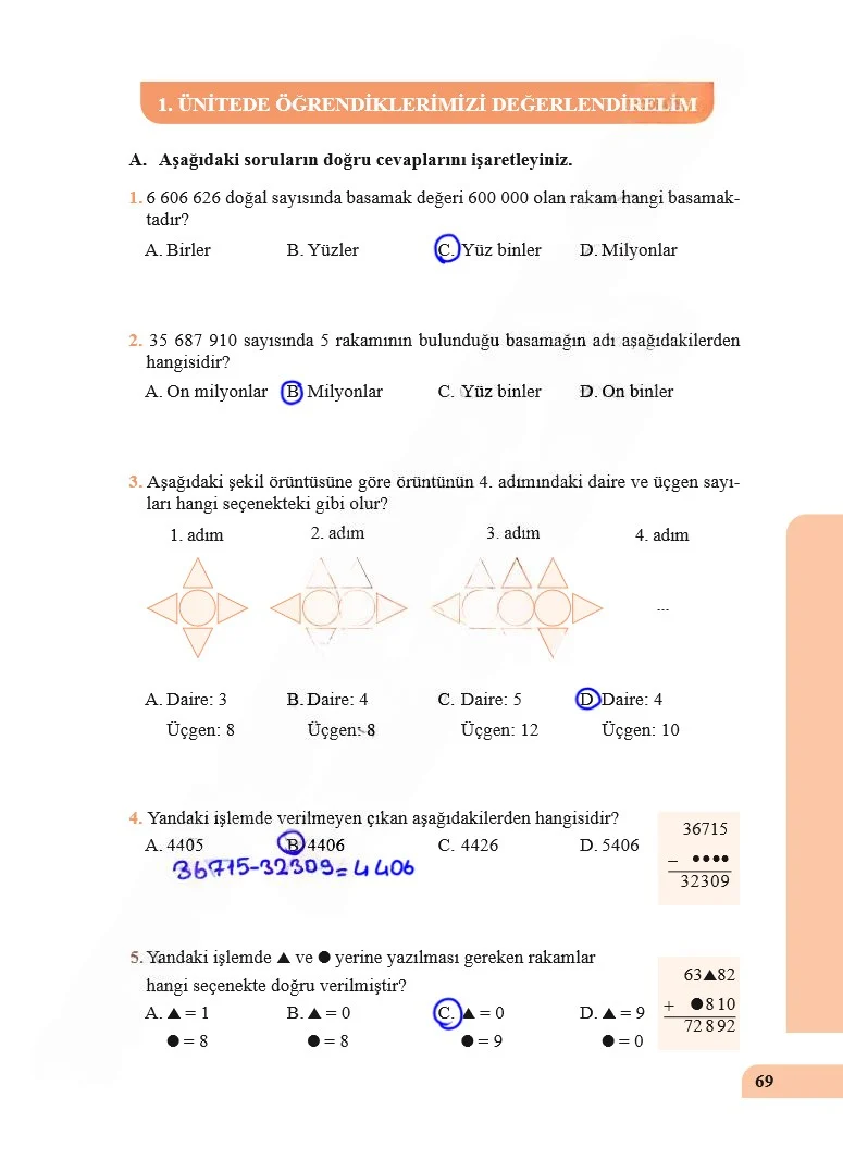 5. Sınıf Matematik Ders Kitabı Cevapları Özgün Yayınları Sayfa 69 Çözüm Görseli