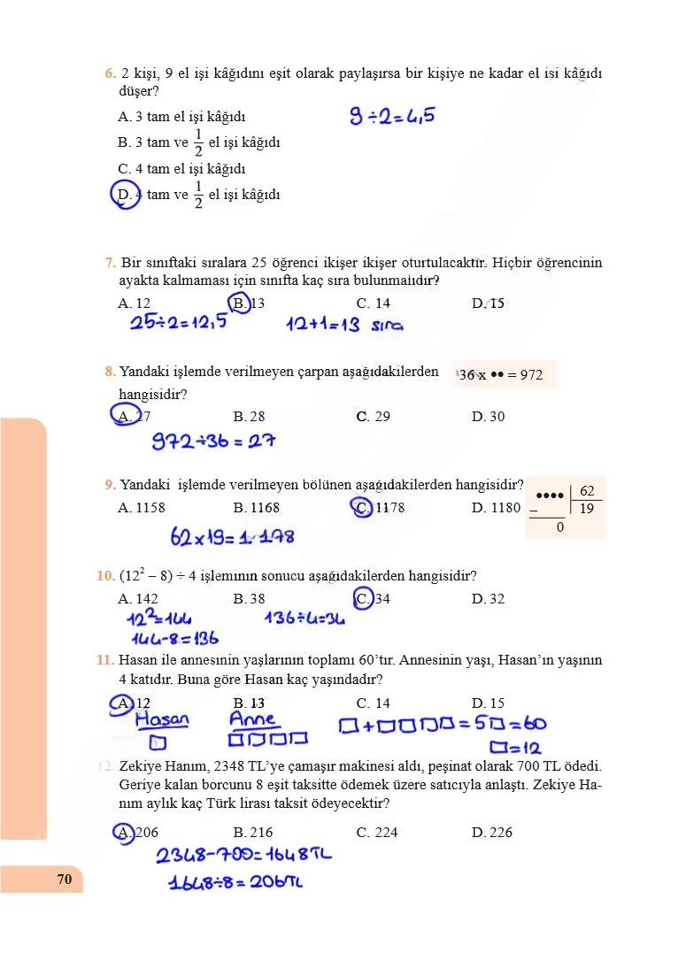 5. Sınıf Matematik Ders Kitabı Cevapları Özgün Yayınları Sayfa 70 Çözüm Görseli