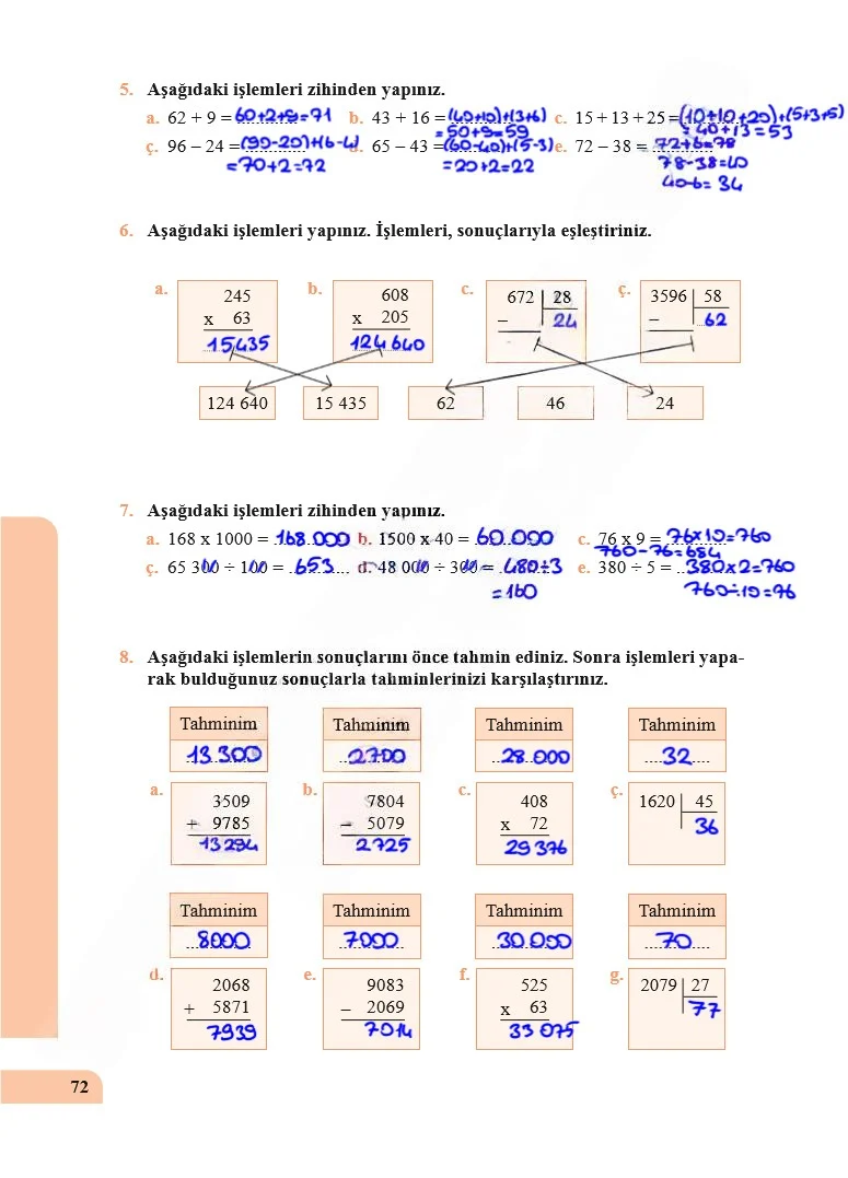 5. Sınıf Matematik Ders Kitabı Cevapları Özgün Yayınları Sayfa 72 Çözüm Görseli
