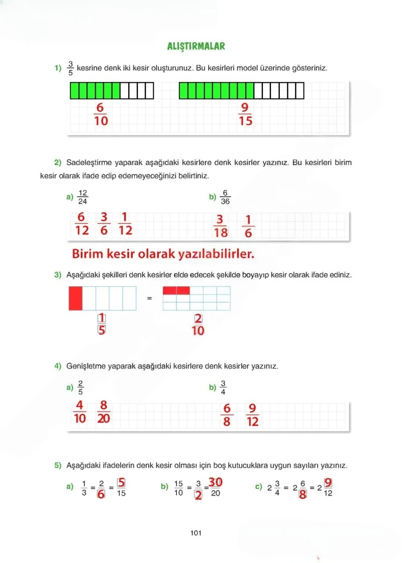 5. Sınıf Matematik Ders Kitabı Cevapları Tuna Yayınları Sayfa 101 Çözüm Görseli