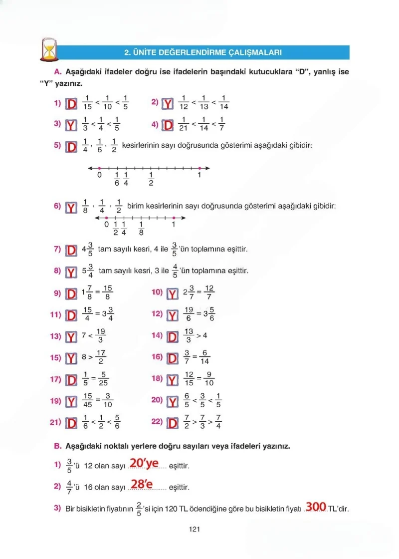 5. Sınıf Matematik Ders Kitabı Cevapları Tuna Yayınları Sayfa 121 Çözüm Görseli
