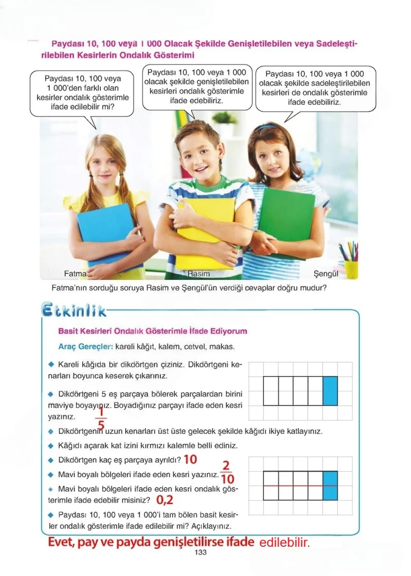 5. Sınıf Matematik Ders Kitabı Cevapları Tuna Yayınları Sayfa 133 Çözüm Görseli
