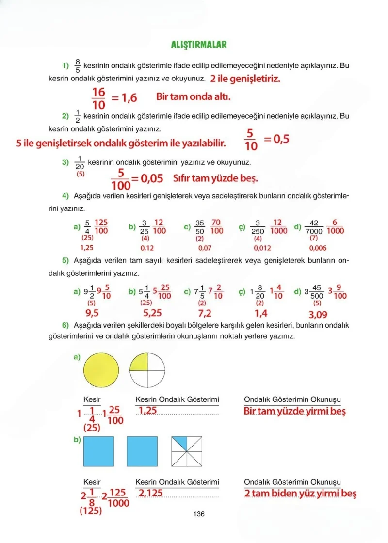 5. Sınıf Matematik Ders Kitabı Cevapları Tuna Yayınları Sayfa 136 Çözüm Görseli