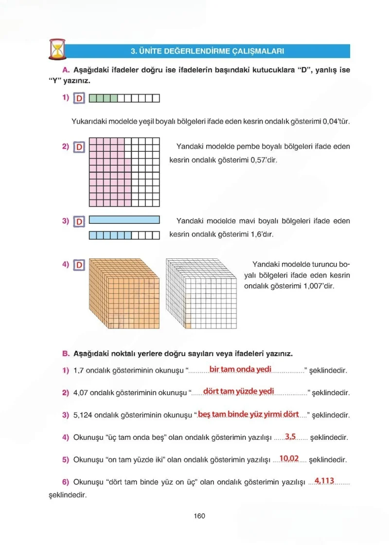 5. Sınıf Matematik Ders Kitabı Cevapları Tuna Yayınları Sayfa 160 Çözüm Görseli