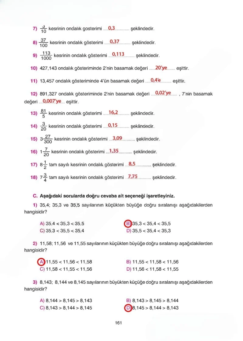 5. Sınıf Matematik Ders Kitabı Cevapları Tuna Yayınları Sayfa 161 Çözüm Görseli