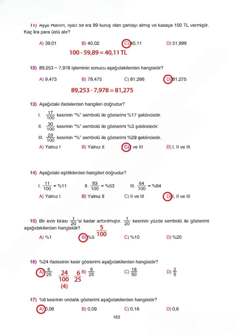 5. Sınıf Matematik Ders Kitabı Cevapları Tuna Yayınları Sayfa 163 Çözüm Görseli