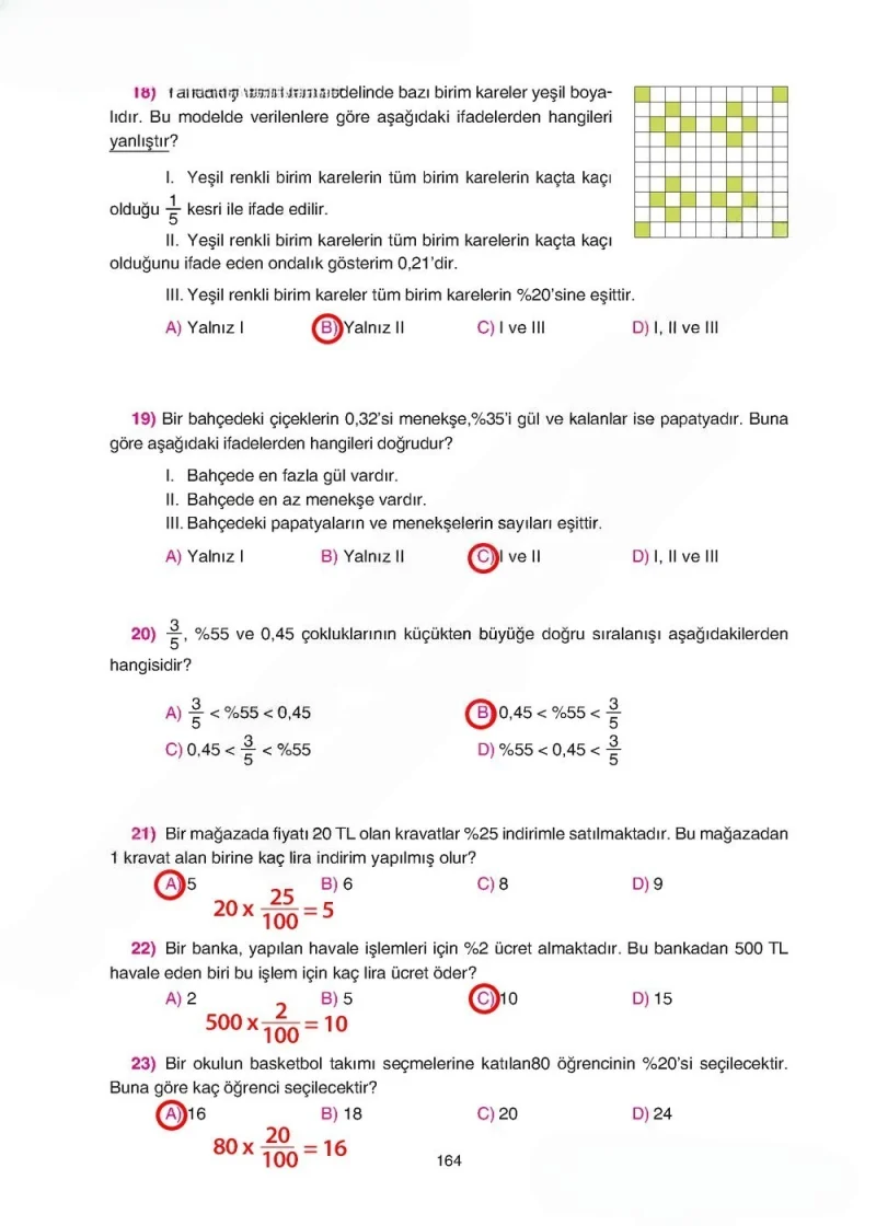 5. Sınıf Matematik Ders Kitabı Cevapları Tuna Yayınları Sayfa 164 Çözüm Görseli