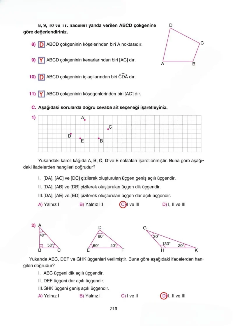 5. Sınıf Matematik Ders Kitabı Cevapları Tuna Yayınları Sayfa 219 Çözüm Görseli