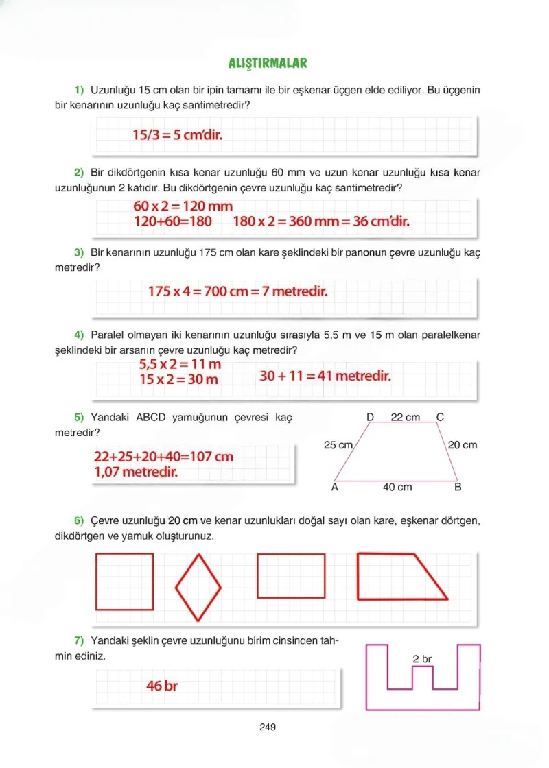 5. Sınıf Matematik Ders Kitabı Cevapları Tuna Yayınları Sayfa 249 Çözüm Görseli