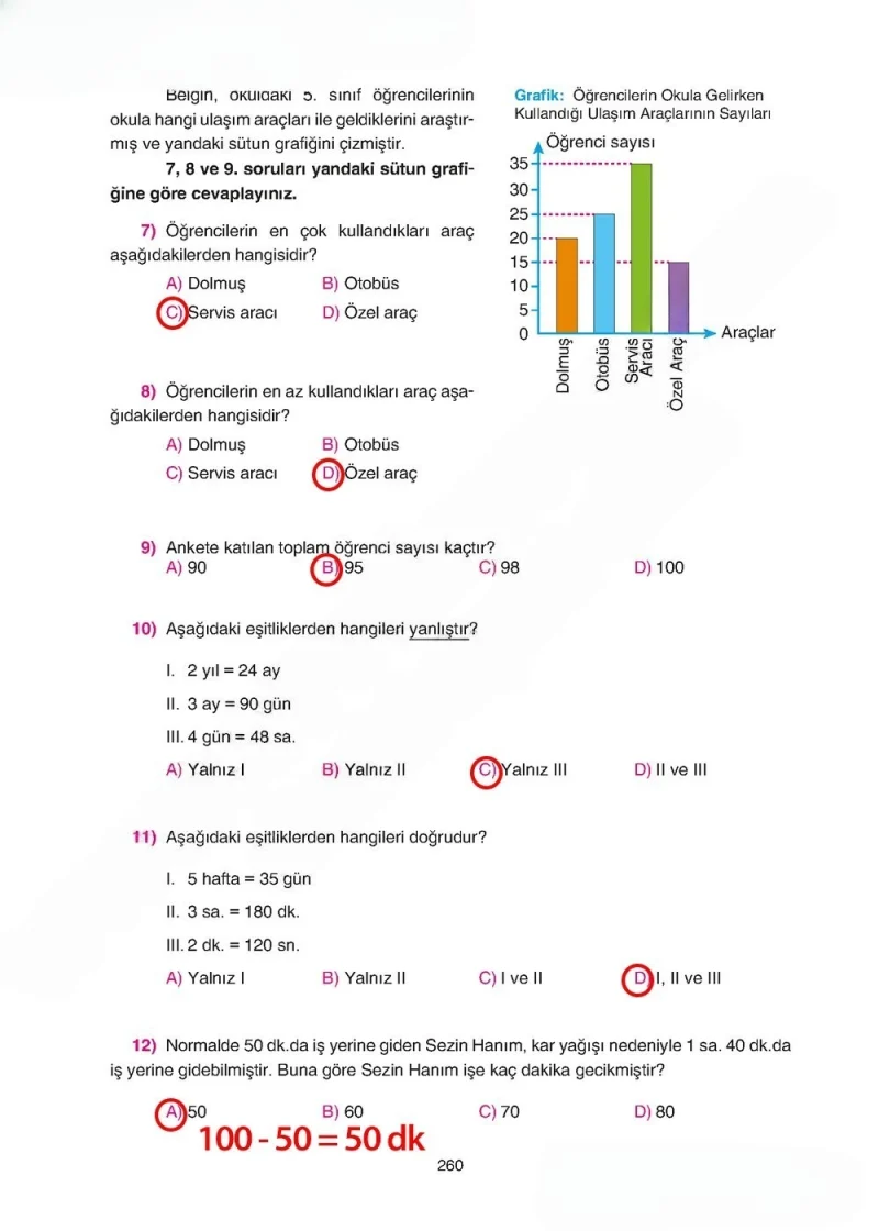 5. Sınıf Matematik Ders Kitabı Cevapları Tuna Yayınları Sayfa 260 Çözüm Görseli