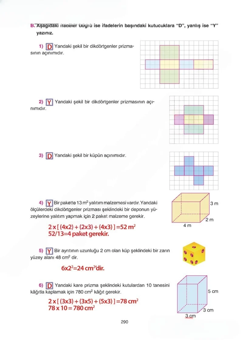 5. Sınıf Matematik Ders Kitabı Cevapları Tuna Yayınları Sayfa 290 Çözüm Görseli